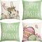 Set of 4 Happy Easter "Hunny Bunny" Green Throw Pillow Covers – 18" x 18" Spring Cushion Cases for Sofa & Couch